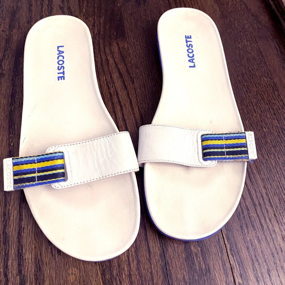 Lacost women's leather slide sandals 7.5